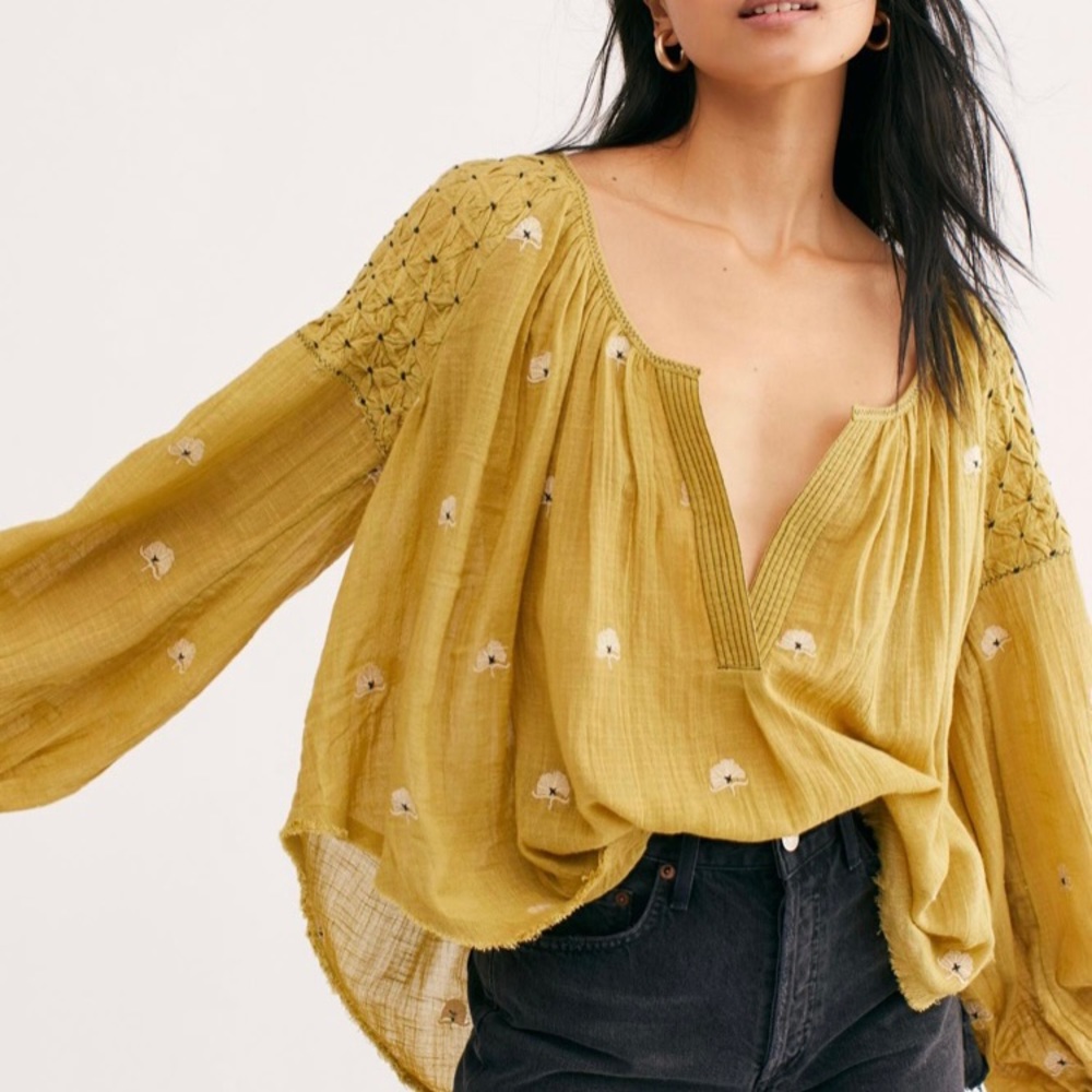 NWT Free People Starling Embroidered Blouse